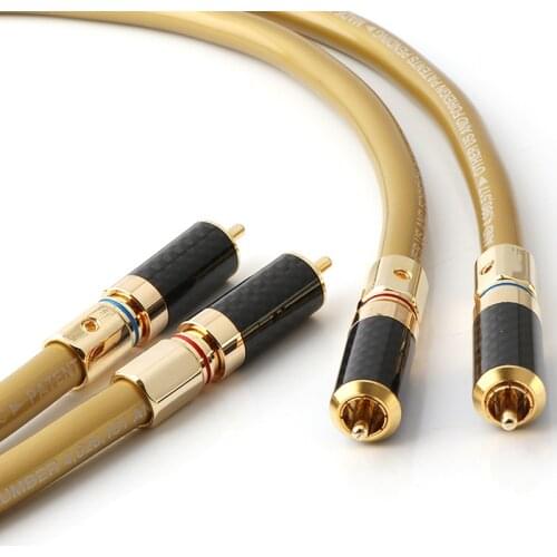 A Pair Audio Hifi HEXLINK GOLDEN 5C Cable Gold RCA Interconnect