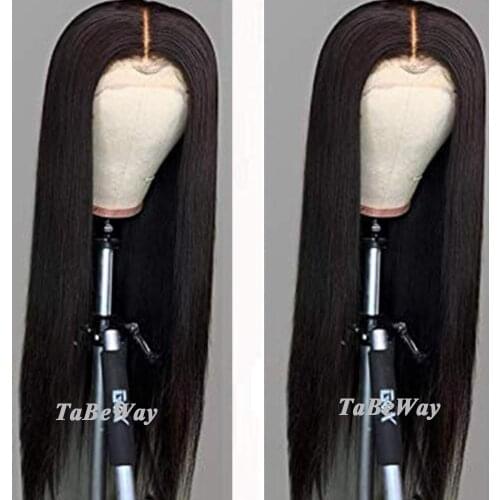 TaBeWay Lace Front Wigs Black Color Long Straight Synthetic Lace Front Wigs for Black Women 180 Density Heat Resistant Fiber Wig