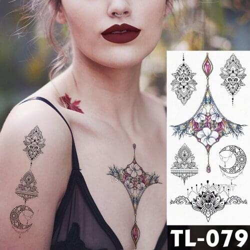 Water Transfer Beautiful flowers Temporary Tattoo Sticker glitter Chest totem Pattern body art Waterproof Fake Flash Tattoo