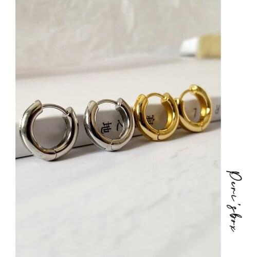 PerisBox 2019 Trendy Solid Gold Perfectly Round Huggie Earrings Minimalist Earrings Small Hoops Unisex Polished Earrings Star
