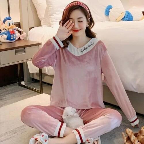 Pajamas For Girls Winter Warm Pajamas For Women Sleep Set Velvet Homewear Warm Pijama Women Pyjama Set Animal Female Sleepwear