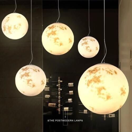 Resin handmade painting moon hanging lamps dining room Cosmic planet design lamp pendant lighting Milky Way Planet droplight