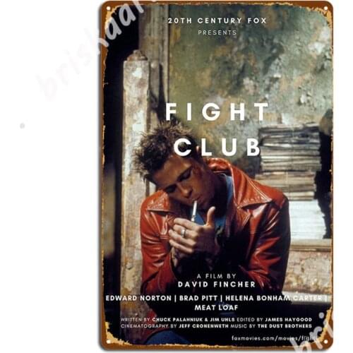 Fight Club Brad Pitt Poster Metal Signs Wall Cave Cinema personalized Garage Decoration Tin sign Posters