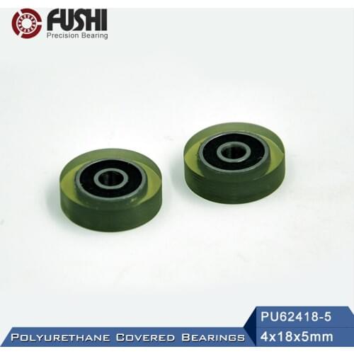 PU 624 Polyurethane Covered Bearing 4*18*5 mm ( 4 Pcs ) Shaft 4mm PU62418-5 Urethane Cover PU624 Bearings