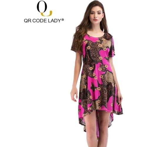 QR New Short Sleeve Summer Dress Women 2019 Casual Plus Size Print Dresses Female Sexy Vintage Irregular Long Party Dress 3XL