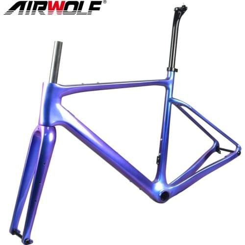 AIRWOLF Chameleon Cyclocross Bike Frame T1100 Toray Full Carbon Fiber Gravel Bicycle Frameset Bottom Bracket BB386 Road Frames