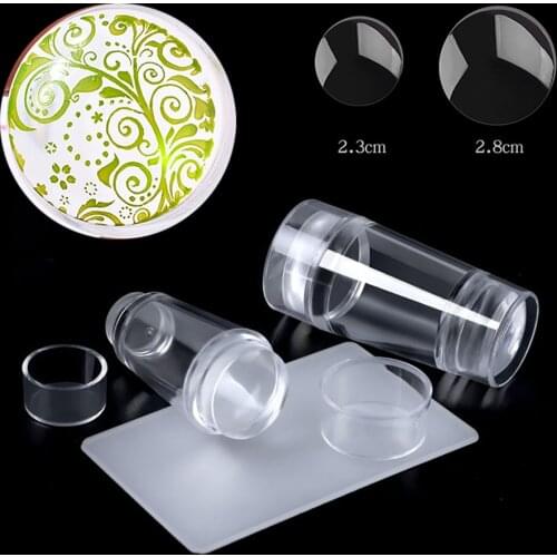 WAKEFULNESS Double Head Nail Stamper Scraper Set Transparent Silicone Stamper for Nail Art Stamping Plate Template Tools