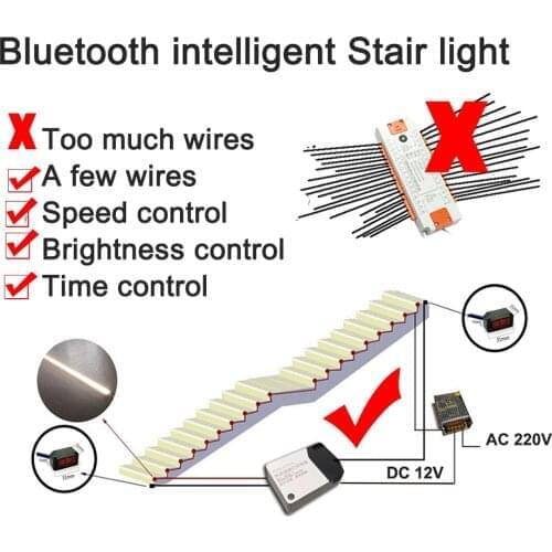 Bluetooth Led motion Sensor Stair Light 110V 220V a few wires can control 300 stair led lights refuse too much wires