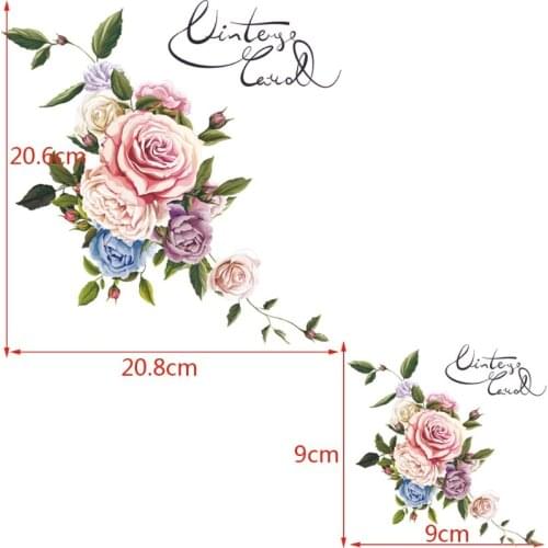 Clothes Heat Transfer Stickers Iron On Appliques Flower Patches DIY Printing