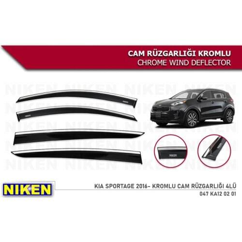Kia Sportage Wind Deflector With Chrome Rain Window Shield 2016 2017 2018 2019 2020 and 4 Pieces Auto Accessories