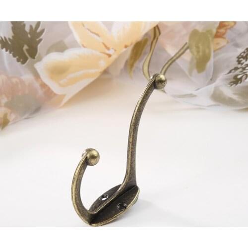 Clothes Hook Vintage Durable Bronze Zinc Alloy Double Leg Hanger for Wardrobes door hanger organizador armario perchero