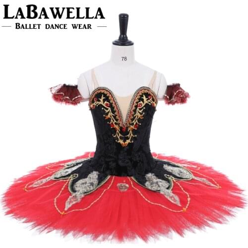 Competiton Tutus Kids Pancake Tutus for Performance Professional Ballet Tutu Black Red Adult Costume Tutus Women BT9091A