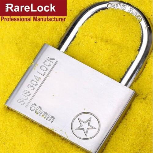 304 Stainless Thick Padlock Key Lock 50-60mm for Outdoor Gate Door Boat Motorcycle Cabinet Mailbox GYM Locker Rarelock MS24X a