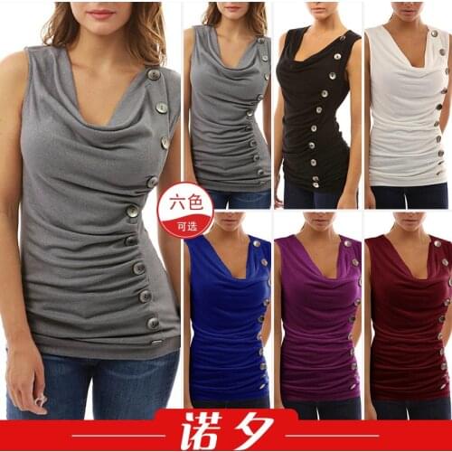 T Shirts Women 2021 Summer European Hot V-Neck Sleeveless Womens Shirt Irregular Slim-Fit T-shirt Tshirt Tops Women LX1129