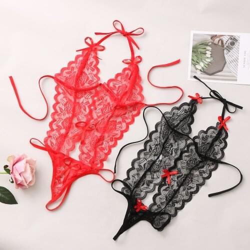 Womens Sexy Lace Lingerie Sleeveless Solid Knitted Babydoll Sweater Pajamas Erotic Sex Bodysuits See-Through Hot Erotic Pajamas