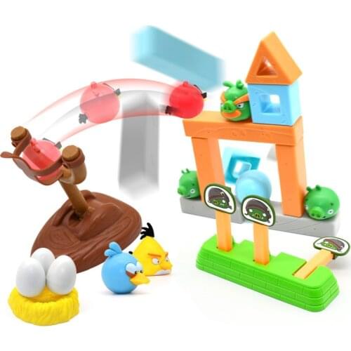 Angry Red And Black Bird Pig Building Blocks Catapult Slingshot Fighting Building Scene Big Doll Set Toys For Girls Boy