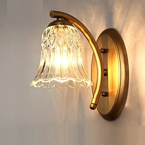 1 pc Bathroom glass Mirror light American retro Bedroom Wall Lamp Led Bedside Headlight Single Corridor Wall sconce Vanity light