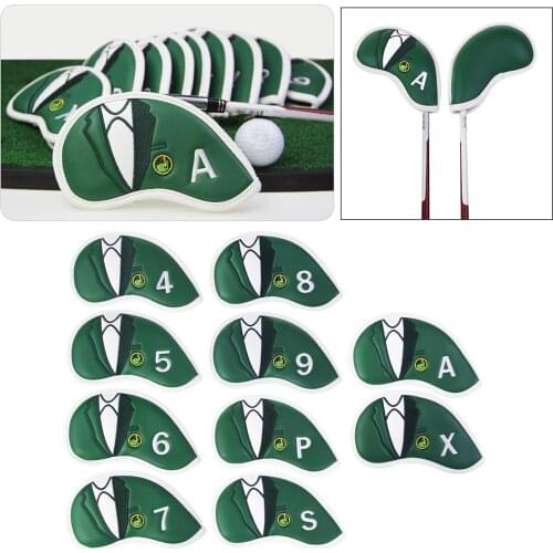 10pcs Durable PU Golf Iron Headcover Wedges Club Head Cover Protection