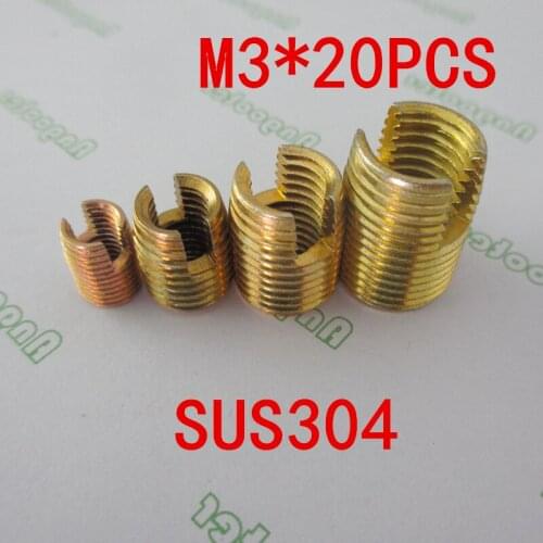 20pcs M3 Self tapping Thread Insert Self Tapping Screw Bushing Steel With Zinc Plated 302 Slotted Type Thread Repair Inset
