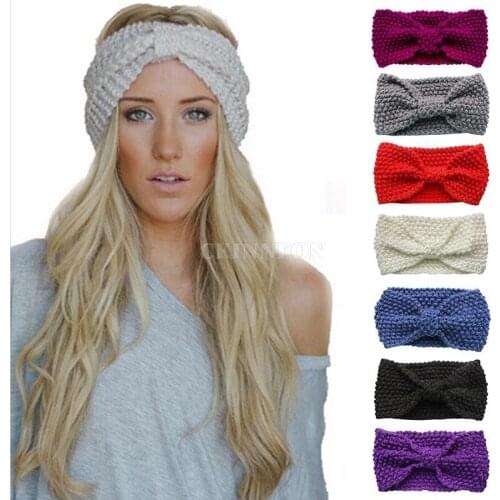 200Pcs/Lot Fashion Winter Warm Women Crochet Knitted Braided Knit Wool Hat Cap Headband Hair Band