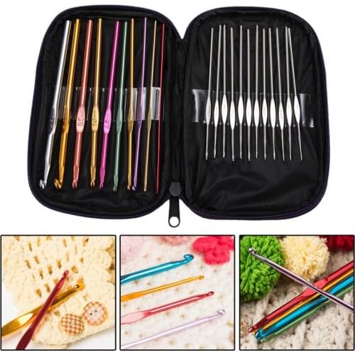 High Quality 22Pcs Set Multi-Color Aluminum Crochet Hook Set Needles Knitting Needles Weave Craft Yarn agulha de croche