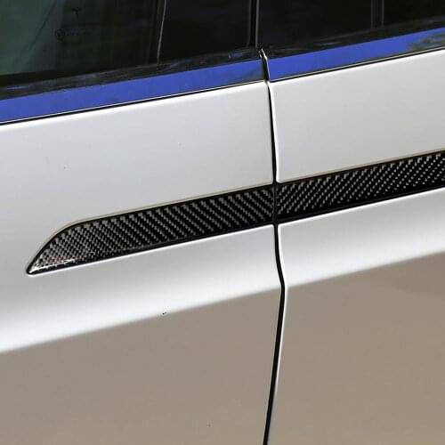 4pcs Real Carbon Fiber Stickers Car Door Outer Handle Protection Decoration Kit Parts Trim for Tesla Model X Accessories