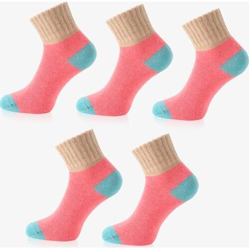 5 Pairs/Lot Cotton Socks​ Women Socks Winter Wool Socks Thicken Warm High Quality Fashion Vintage Patchwork Rabbit Thermal