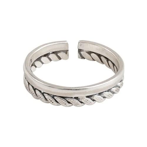 925 Sterling Silver Pin New Double Deck Mahogany Opening Trend Simple Design Retro Best Friend Thai Silver Ring