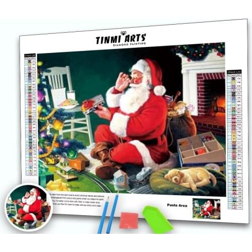 5d Diamond Painting Full Drill Round Santa Claus & Toy Train Gifts Diamond Embroidery Rhinestone Picture Mosaic Christmas Decor