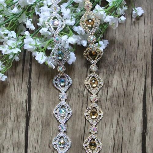 Free Shipping 5 yards Rhinestone Bridal Trimming For Wedding Gown Bridal Sash Rhinestone Applique Rhinestone Chain RC12301