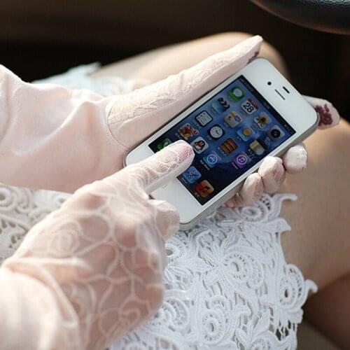 Free Shipping Women Sunscreen Gloves Female Touchscreen Summer Five Finger Anti-UV Long Opera Sun Driving Glove New UV006C