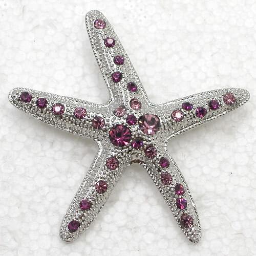 Star pins brooch Purple Rhinestone Starfish Pin brooches C949 D
