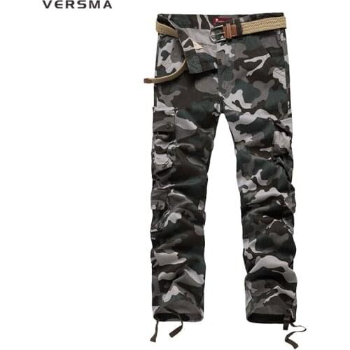 VERSMA Tactical Clothing Trousers Men Military Clothing Military Tactical Camouflage Pants Fashion Cargo Pants Plus Size No Belt