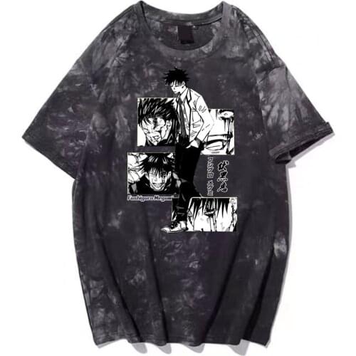 Harajuku Fushiguro Megumi Print Tie Dye T-shirt Women Men Casual Tops Jujutsu Kaisen Hot T-shirt Street Style Short Shirt Tees