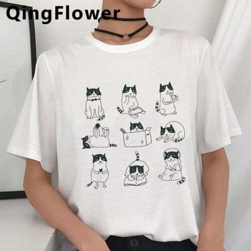 Cat t shirt clothes women 2021 streetwear harajuku kawaii top tees plus size