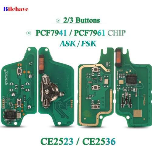 Bilchave 3 Buttons ASK/FSK Remote Car Key Circuit Board For peugeot 407 407 307 308 607 For Citroen C2 C3 C4 C5 PCF7941/61 Chip
