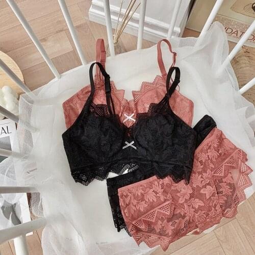 Ultra-thin breathable and comfortable lingerie suit sexy crystal cup bra no steel ring big breasts womens underwear set