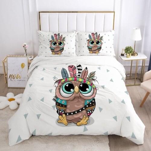 3D White Bedding Set Duvet Cover Sets Quilt Covers Pillowcase(s) Blanket Case Bed Linens Cartoon King Queen Size Home Textile