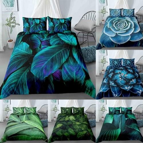 Leaves Pattern Cover Set Bedding King Queen Full Twin Size Bed Luxury s