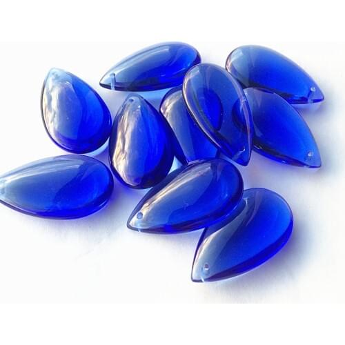 Beautiful!!150pcs 38mm Blue Crystal Glass Prism smooth oval droplet pendant For Haning Home Decoration , Chandelier Prisms Parts