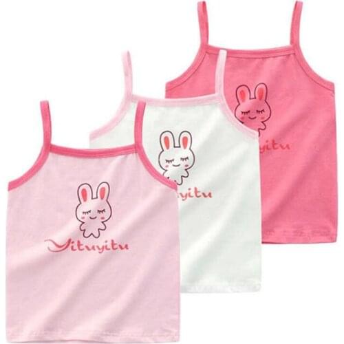 3pcs/Lot Summer Baby Undershirt Singlet Girls Shirts For Children Cartoon Cotton T-shirt Tops Camisoles Underwear Kids Tanks 235