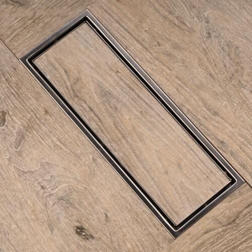 Linear Shower Floor Drain with Tile Insert Grate - Made of Sus304 Stainless Steel , 12 Inch Long - Brushed Stainless-M7M98