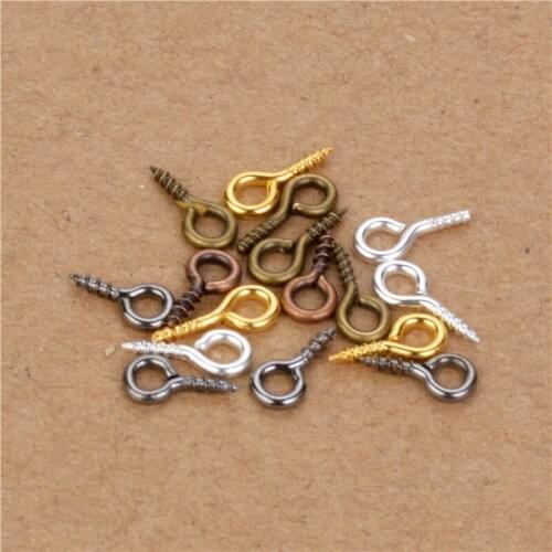 200pcs 6Colors Mixed 4x9mm Metal Small Mini Eye Pins Eyepins Hooks Eyelets Screw Clasps Jewelry Findings Threaded Hardware