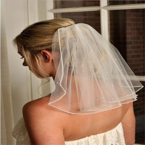 Short Cute Bridal Wedding Veils Two Layers With Comb Tulle Veil Mini For Brides Voile De Mariage Velo De Novia