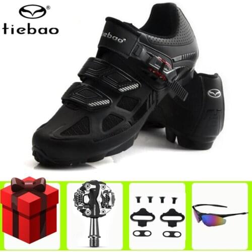 Tiebao sapatilha ciclismo mtb Cycling Shoes Men add SPD pedal set Mountain Bike Racing Self-Locking Athletic Bicycle Shoes