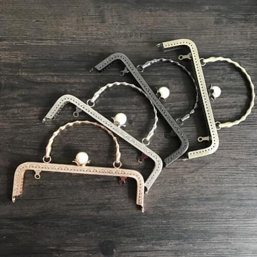 New K530 joints style pearl receptacle decoration lock Handle Metal purse frame 20cm square embossing DIY Bag Parts Accessories