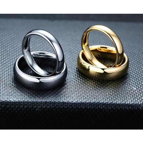 Simple 4MM Women Men Tungsten Carbon Wedding Rings For Lovers Jewelry Engagement Gifts