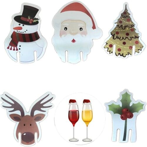 10Pcs Christmas Decorations for Home Christmas Cup Cards Home Table Place Cards Wine Glass Decor Happy New Year 2022 Xmas Gift