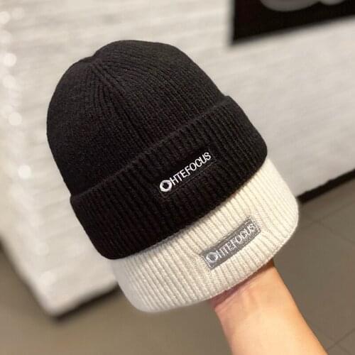 Unisex Men Womens Hat Winter Warm Beanie Hats Cap Fashion Knitted Solid Color Embroidered letters hedging cap 2021 New