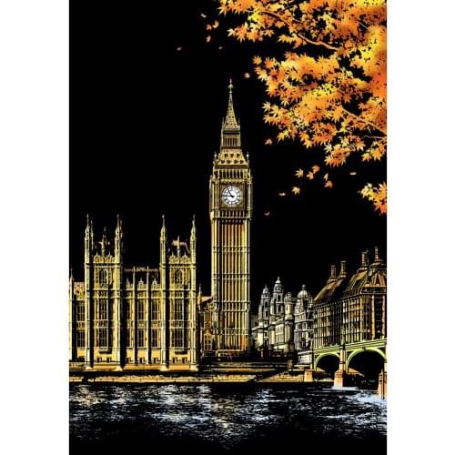 DIY the Big Ben Scratch Art Painting Home Decor Gifts Kids Educational Toy Kids Adults Scratch Painting Drawing Art Toy Gift